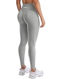 YEOREO Damen Sport Leggings Invisible Scrunch Butt Gym Leggings Hoch Taille Yoga Legging Booty Workout Leggings Booty Lifting Po Push Up Gym Sporthose Hellgrau S