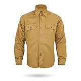 Neo Jeans Gepanzertes Motorradhemd für Herren, Motorradjacke aus Flanell/Köperstoff, verstärkt mit Aramidfaser, Rüstungsreitshirt (Senf-Twill-Stoff, Größe 3XL)