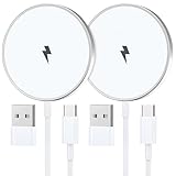 Apple Magsafe Ladegerät 2Pack, 15W 2M Wireless Charger iPhone Induktive Ladestation für iPhone 16/15/14/13/12 Serie, Kabelloses Ladegerät iPhone Induktives Ladegerät Magsafe Apple für Airpods 2/3/Pro