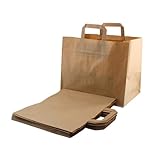 Enpack - 250 Papiertüten braun mit Henkel - Geschenktüten für kleine Geschenke 32+16x26 cm - Papiertragetaschen aus Kraftpapier - Braune Papiertüten - Papier Geschenktaschen zum befüllen