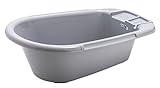 Rotho Babydesign Baby Badewanne, Mit Ablaufstöpsel, 0-12 Monate, Bella Bambina, Stone Grey (Grau)