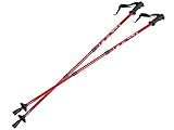 EUROBATT Nordic Walking Stöcke Stock Set 2 Stücke Paar Trekking Wander Länge 65-135cm Farbvarianten Walkingstöcke Anti-Shock Dämpfungssystem (Rot)