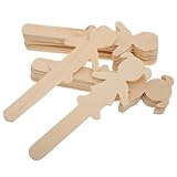 Angoily Unlackierte Holzfiguren zum Basteln, Bastelbedarf für Jungen und Mädchen, natürliche Holzausschnitte zum Malen und Dekorieren, 20 Stück
