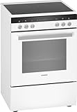 Siemens HK9R3A220 iQ300 freistehender Elektroherd mit Glaskeramik-Kochfeld, 60 cm, Weiß, ecoClean Reinigung, Schnellaufheizung, 3D Heißluft Plus