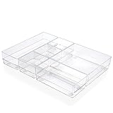 ALPOONS® - Schubladen Organizer (6er transparent) mit Antirutsch Pads für einen extra stabilen Halt. Organizer Schublade für eine klare Übersicht. Organizer Schminke sorgt für Ordnung im Chaos.