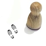 Stemplino® Ministempel - Motiv: Schuhabdruck - 12mm Durchmesser - Holzstempel Wichtel Stempel Wichtelzubehör Wichtel Zubehör mit Schuhabdruck Motiv Spuren Stempel