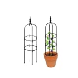 Generisch Obelisk Gartenspalier, Rankhilfe Ranksäule Rankgitter 60cm Bis 180cm hohe Metall Rosenturm für Indoor Outdoor Kletterpflanzen und Blumen Rosenturm Rankgestell(Black,25 x 90cm/0.82 x 3ft)