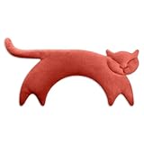 LESCHI Körnerkissen - mikrowellengeeignetes Wärmekissen - gegen Verspannungen an Nacken, Schultern, Hals und Rücken - aus natürlicher Bio Baumwolle & Bio Weizen - Katze Clara, Rot, 47x23 cm
