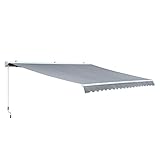 Outsunny Markise Alu-Markise Aluminium-Gelenkarm-Markise 4,5x3m Sonnenschutz Balkon Grau