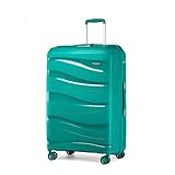 KONO Hartschalenkoffer Mittelgroß Koffer Leicht Hartschale Trolley Reisekoffer mit 4 Rollen und TSA Schloss, 65x46x26.5cm, 70Liter, Zwillingsrollen Polypropylen Rollkoffer (Grün, L)