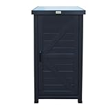 HABAU Gartenschrank mit Arbeitsplatte aus FSC-Massivholz – anthrazit, wetterfest & styroporfrei verpackt - Outdoor Schrank für Balkon, Garten und Terrasse (Alan)