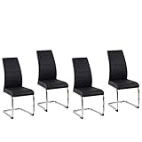 HTI living Esszimmerstuhl SallyC Kunstleder 4er-Set Schwarz Schwingstuhl Freischwinger