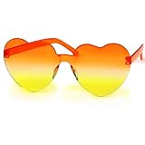BETESSIN Aperol Brille Damen - Herz Brille Orange - Aperol Kostüm Damen Accessoires - Lustige Partybrille für Karneval, Fasching, JGA, Sommer Party, 60er 70er Jahre Hippie Party uvm.