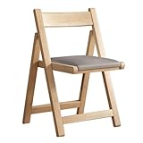 Leichter Klappstuhl aus Holz mit stabiler AFrame-Struktur und Leder-Sitzkissen, perfekt für Zuhause, Büro und Party, Holzscheite + Hellgrau