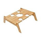 Picknicktisch für Wein, Käsetisch für Getränke, kompakter Weinglashalter, Snack-Schreibtisch für Wandern, Angeln, Outdoor, 5 Löcher