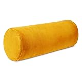 Nackenrolle Kopfkissen mit Visco Foam Velvet 40x16 cm - Kissenrolle Nackenkissen Nackenrollenkissen Kissen Rolle Toffee Farbton B