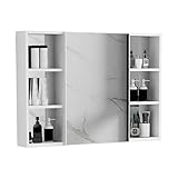 GTATBTG Badezimmer-Medizinschrank, rechteckig, Badezimmer-Spiegelschrank, Aluminiumlegierung, Badezimmer-Wandschrank, für Schlafzimmer, Wohnzimmer und WC