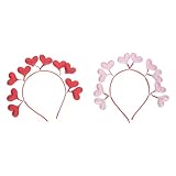 TOVINANNA 2St Stirnband haarband hair-band die bescherung Sonnenbrille in Herzform Haarreif mit Fledermaus-Pailletten Rot Party-Herz-Haarreifen Herz-Haarbänder für die Hochzeit Schmiedeeisen