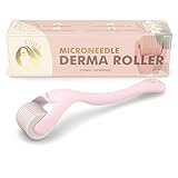 Elliya Rosa Dermaroller mit 0,25 mm Titan-Nadeln - Gesichtspflege- und Hautpflegewerkzeug mit Etui - Microneedling-Roller für glatte Haut - Hautpflegeroutine für Zuhause
