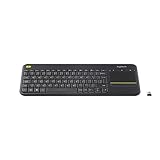 Logitech K400 Plus Kabellose TV-Tastatur mit Touchpad, 2.4 GHz Verbindung via Unifying USB-Empfänger, Programmierbare Multimedia-Tasten, Windows/Android/ChromeOS, Schweizer QWERTZ-Layout - Schwarz
