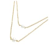 Healeved Doppelstrang Perlenkette für Damen Simulierte Perlen Halskette Modeschmuck Kette für für Familie Freunde Langlebiges Zartes Design
