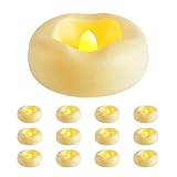 RANJIMA Schwimmende Kerzen, 12 Stück LED SchwimmKerze, Wasserdichte Warmweiße LED Wasserkerzen, Schwimmende Teekerze für Schwimmbäder Pool Vasen Teiche Hochzeiten Party Heimdekoration (5,8 x 2,5cm)
