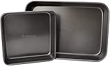 MasterClass Ofenformen-Set mit Antihaft-Beschichtung, Backformen-Set zum Rösten, Backen und Braten, Rechteckig und Quadratisch, 39 x 28 cm / 23 x 23 cm, Grau