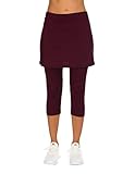 Balancora Damen Tennishose 3/4 Dehnbar Laufenrock Sportröcke & Skorts 2 in 1 Mit Taschen und Kopfhöreranschluss Caprihose mit Rock