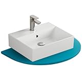 Aqua Bagno Handwaschbecken 50 cm Keramik Weiß, Hängewaschbecken rechteckig für Wandmontage, Aufsatzwaschbecken mit Hahnloch und Überlauf, platzsparender Waschtisch fürs Gäste-WC