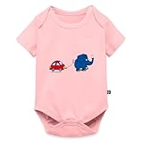 Spreadshirt Die Sendung Mit Der Maus Kleiner Elefant Mit Auto Kurzarm Baby Body, 86 (12-18 M.), Rosa