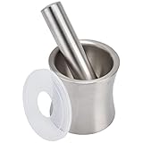 Sonew Knoblauchmörser- und Stößel-Set aus Edelstahl mit Deckel, Mühle mit Doppelstruktur und Guter Stabilität für Küchenpesto-Zerkleinerer