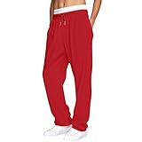 Hose Herren Baumwolle Sweathose Lang Leichte Freizeithose Baggy Jogginghose mit Taschen Training Cargohose Warme Sporthose Casual Cargohose
