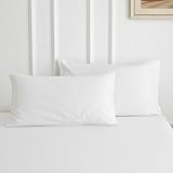 Simple&Opulence Leinen und Baumwollmischung Kissenbezüge Hotel Quality Pack von 2 Atmungsaktiver Kissenbezug mit Umschlag Verschluss Haltbarer Kissenschutz,Weiß,40 x 80 cm