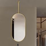 AYVADA Ovaler Spiegel mit Metallrahmen – Schminkspiegel, Rasierspiegel, dekorativer Wandspiegel für Badezimmer/Wohnzimmer/Schlafzimmer/Garderobe – Goldener Deckenspiegel (50 cm x 60 cm)