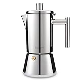 Easyworkz Diego Espressokocher für Herd, Edelstahl, italienische Kaffeemaschine, Mokkakanne für 6 Tassen, 300 ml Espressokanne für Induktion Silber