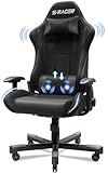 JUMMICO Massage Gaming Stuhl, Bürostuhl Ergonomisch mit Lendenwirbelstütze, Computerstühle Racing Bürostühle Gaming Sessel,Schreibtischstuhl 150kg Belastbarkeit, DunkelSchwarz