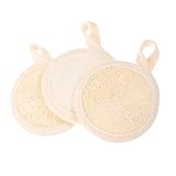 Ipetboom 3 Stück Baumwoll- Und Leinenschlammbadetuch Baumwolle Peeling Gesichtsreinigungspads Körper Schrubben Luffa Gesichtswaschpads Gesichtsputzkissen Gesichtsreiniger Betäuben Beige