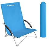 SONGMICS Strandstuhl, tragbarer Klappstuhl, mit hoher Rückenlehne, klappbarer Campingstuhl, leicht, hoch belastbar, Outdoor-Stuhl mit Tragetasche, hellblau GCB61BU