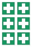 Erste Hilfe, Rettungszeichen: E003 - DIN EN ISO 7010 / ASR A1.3 - Aufkleber: 5 cm, 6 Stück