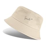 Tuopuda Fischerhut Damen Bucket Hats Baumwolle Faltbarer Anglerhut mit Breiter Krempe, Beidseitigen UV-Schutz Sonnenhüte Unisex Sommer Hüte Reisezubehör für Frauen und Herren, Beige-04