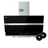 KKT KOLBE A+++ Dunstabzugshaube 80 cm Kopffreie Wandhaube Edelstahl schwarzes Glas Nachlaufautomatik LED-Beleuchtung SensorTouch-Bedienung HERMES8005S