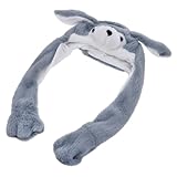 Hemobllo Plüschmütze mit Beweglichen Ohren Grauer Husky Design Wärmende Winterkappe Lustiger Cosplay Hut für Erwachsene Kreatives Fotozubehör mit Wackelnden Tierohren