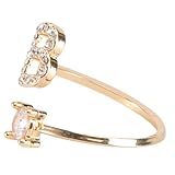 FRCOLOR 1 Stück geteilter Buchstabenring Ringfrauen Gold Ringe für Frauen freundschaftsringe damenringe Ewigkeitsring verlobungsringe Hochzeitsring Fingerring Modering Strasssteine