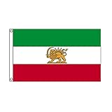 Stormflag Iran Flagge Iranische Royal Löwe Fahne Ehemalige Persien (90cmx150cm) Polyester Pongee 90g mit Ösen mit Doppelnadel genäht.