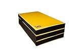 Jeflex - Gelb Schwarze klappbare Weichbodenmatte & Turnmatte 150 x 100 x 8 cm MADE IN GERMANY/faltbare Gymnastikmatte/platzsparende Fitnessmatte & faltbare Yogamatte/Sportmatte fürs Kinderzimmer