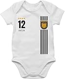 Baby Body Junge Mädchen - 2026 Fussball WM Fanartikel - Deutschland Germany Trikot Style - 6/12 Monate - Weiß - strampler babybody fußball em deutsche babystrampler fußball-strampler
