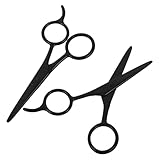 HONITANO 2 Stück Edelstahlschere Rosshaarschere Gesichtshaarschere Männer Haarschneidewerkzeuge Bartschere Schnurrbartschneiderschere Schere Fürs Büro Salonschere Rostfreier Stahl Black