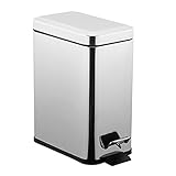 Relaxdays Treteimer mit Absenkautomatik, 5 l, Metall, herausnehmbarer Inneneimer, H x B x T: 30 x 14 x 29 cm, Silber