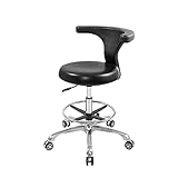 Nazalus Rollhocker, Arbeitsstuhl, verstellbar, mit Rollen und Rückenlehne, strapazierfähig, für Büro, Küche, Mediziner, Zahnarzt, Laden, Labor und Zuhause, Schwarz