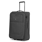 REDOLZ mittlerer 2-Rollen Koffer | Check-in M Trolley mit TSA-Schloss | Weichschale leicht 2,9 kg, 42 x 25 x 67 cm | mit Dehnfalte erweiterbar für Damen & Herren (Essentials 12)